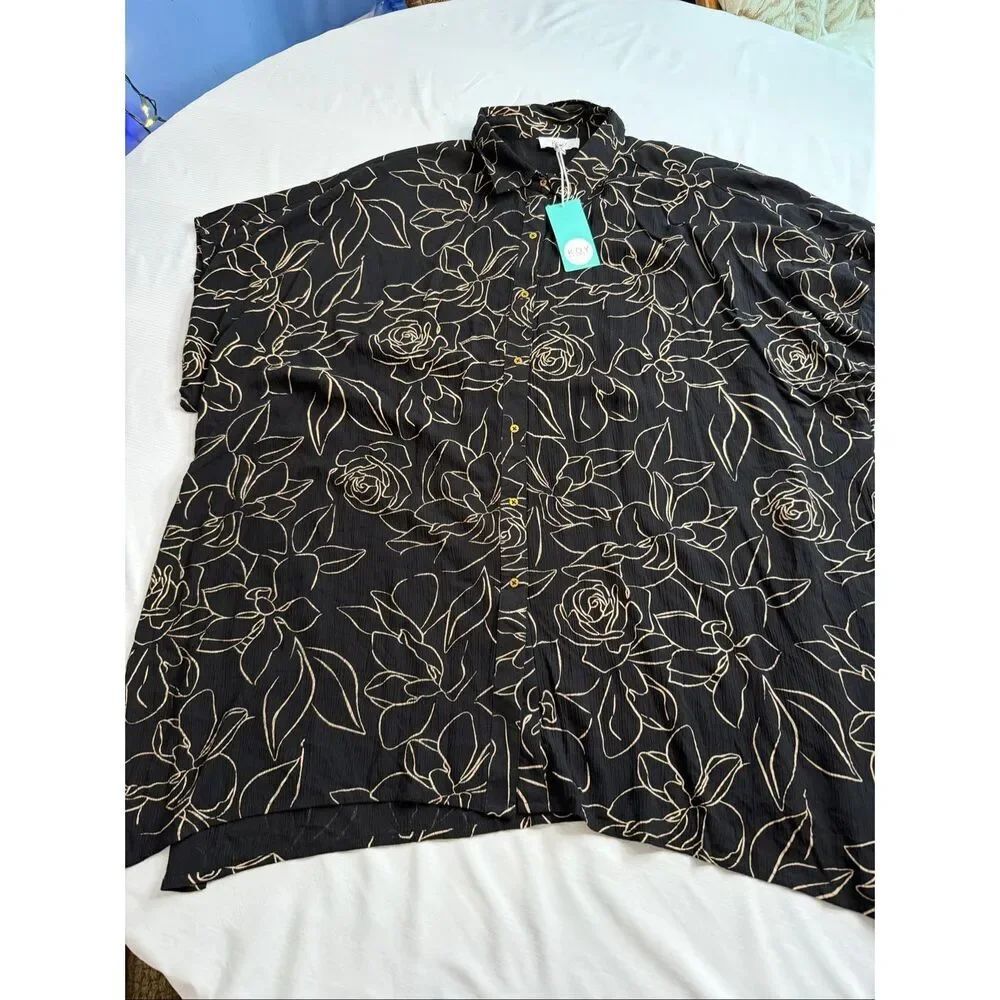 NWT Koy Resort Black Gold Floral Dress Cover Up Size Small New